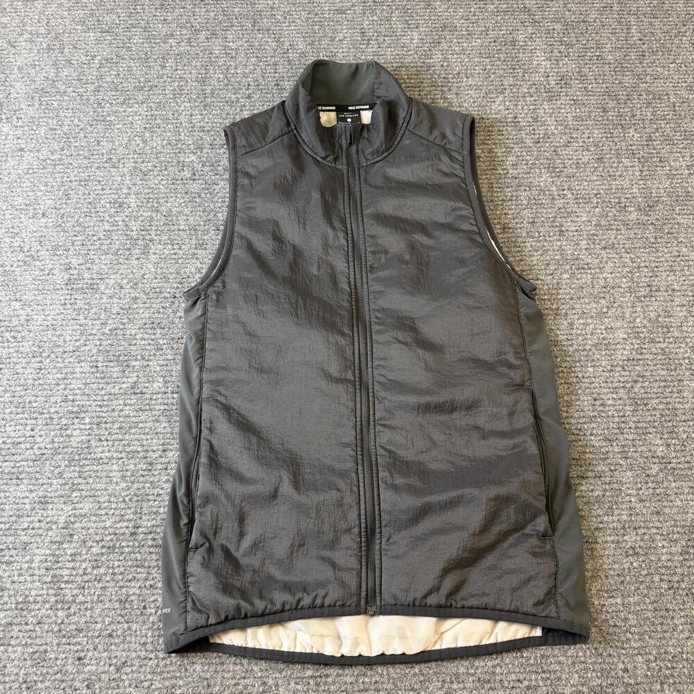 Nike Running Aerolayer Vest Mens Small Gray Insulated Puffer Full Zip BV4878-070